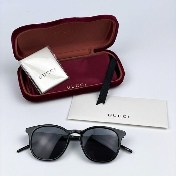 NEW Gucci GG1157S 001 Black Grey Round Unisex Sunglasses - Picture 12 of 15